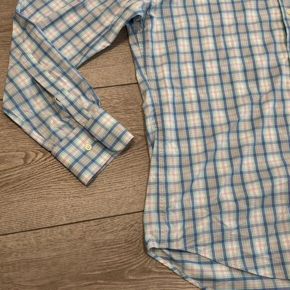 Peter Millar Summer Comfort Mens Large Blue Check Plaid Performance Stretch Golf - Picture 3 of 7